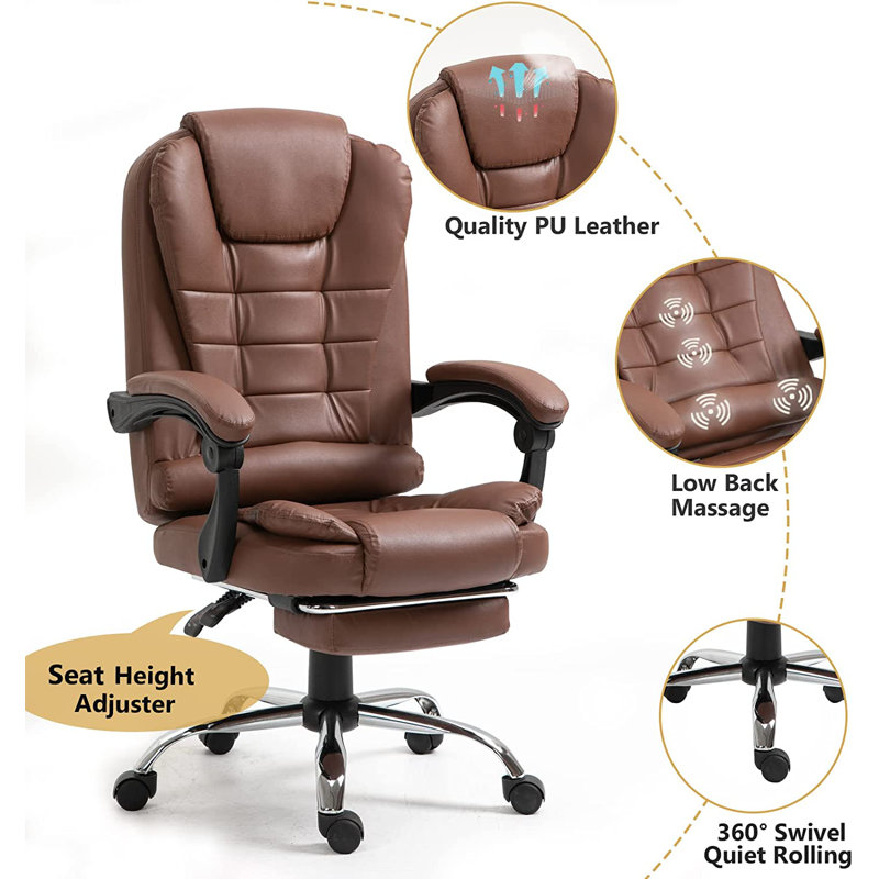Inbox Zero Kanilah Ergonomic Desk Chair with Massage Swivel Office